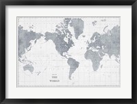 World Map Gray No Words Fine Art Print