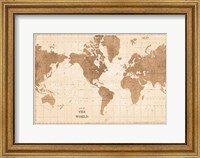 World Map Sepia No Words Fine Art Print