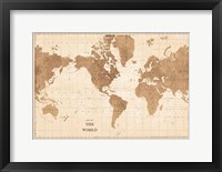 World Map Sepia No Words Fine Art Print