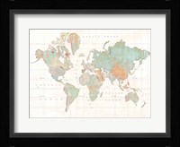 Across the World v3 Blue Framed Print