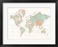 Across the World v3 Blue Framed Print