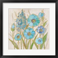 Opalescent Floral I Blue Framed Print