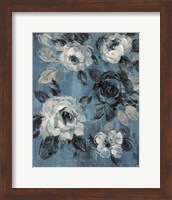 Loose Flowers on Dusty Blue II Fine Art Print