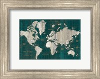 Old World Map Teal Fine Art Print