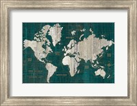 Old World Map Teal Fine Art Print