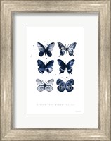 Six Inky Butterflies Blue Fine Art Print