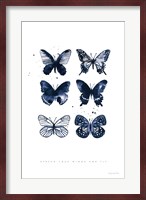 Six Inky Butterflies Blue Fine Art Print