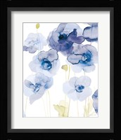 Delicate Poppies III Blue Framed Print