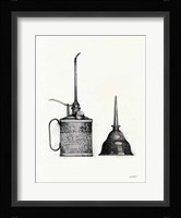 Oil Cans with Color Crop Framed Print