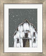 Winter Night Barn Fine Art Print
