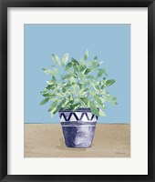 Herb Garden V White Navy Framed Print