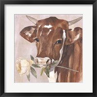 Peony Cow I Framed Print