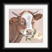 Peony Cow II Framed Print