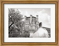 Young Woman at the Chateau de Chambord (BW) Fine Art Print