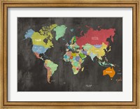 Modern Map of the World (Chalkboard) Fine Art Print