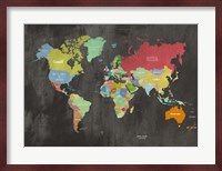 Modern Map of the World (Chalkboard) Fine Art Print
