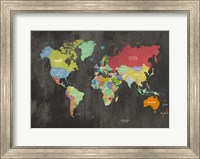 Modern Map of the World (Chalkboard) Fine Art Print