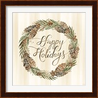Sage Happy Holidays Wreath Fine Art Print