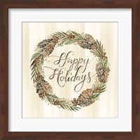 Sage Happy Holidays Wreath Fine Art Print