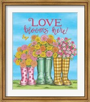 Love Blooms Here Wellies Fine Art Print