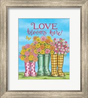 Love Blooms Here Wellies Fine Art Print