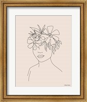 Head Full of Flowers Line Drawing Fine Art Print
