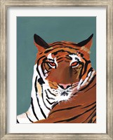 Colorful Tiger on Teal Fine Art Print