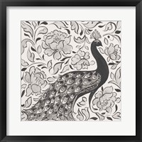 Peacock Garden IV BW Framed Print