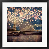 Love Wish Lanterns Over Paris Fine Art Print