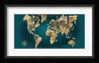 Sketched World Map Blue Crop Fine Art Print