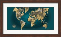 Sketched World Map Blue Crop Fine Art Print
