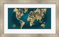 Sketched World Map Blue Crop Fine Art Print