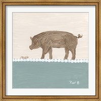 Out to Pasture III  Brown Pig Fine Art Print