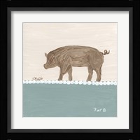 Out to Pasture III  Brown Pig Fine Art Print