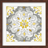 Jewel Medallion yellow gray I Fine Art Print