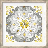 Jewel Medallion yellow gray I Fine Art Print