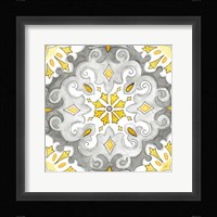 Jewel Medallion yellow gray I Fine Art Print
