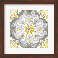 Jewel Medallion yellow gray I Fine Art Print