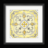 Jewel Medallion yellow gray II Framed Print