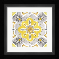 Jewel Medallion yellow gray III Framed Print