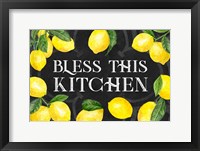 Live with Zest sentiment landscape I-Bless this Kitchen Framed Print