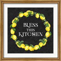 Live with Zest wreath sentiment I-Bless this Kitchen Fine Art Print