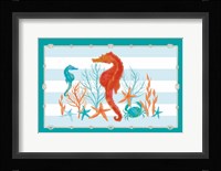 Coral Aqua I on Teal Framed Print