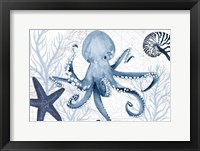 Deep Blue Sea I on White Framed Print