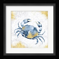 Deep Blue Sea V White Gold Framed Print
