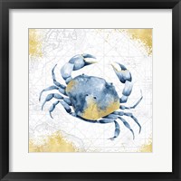 Deep Blue Sea V White Gold Framed Print