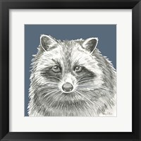 Watercolor Pencil Forest color VI-Raccoon Framed Print