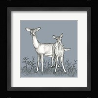 Watercolor Pencil Forest color X-Deer Family Framed Print