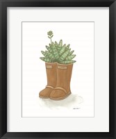 Garden Boots Cactus Framed Print