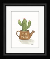 Watering Can Cactus Framed Print